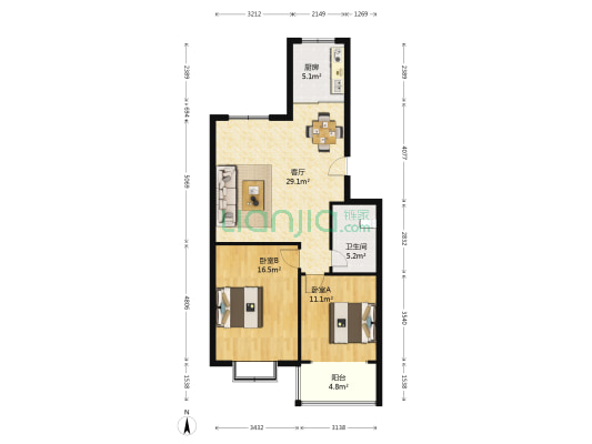 福林苑二期 2室1厅1卫 85平方