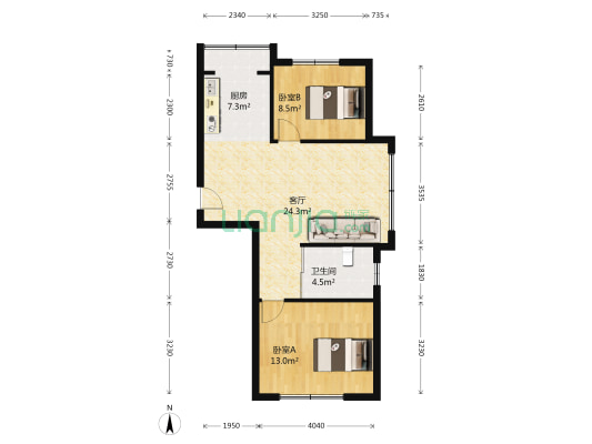 千翔•尚城 2室1厅1卫 86平方