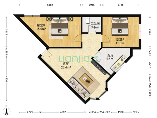 保安寺路13号 2室1厅1卫 75平方