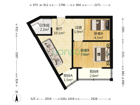 二室适合人口_二室一厅户型图