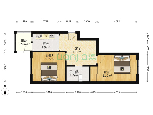 农委小区 2室1厅1卫 60平方