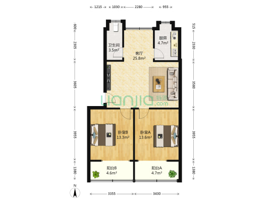 建安小区 2室1厅1卫 93平方