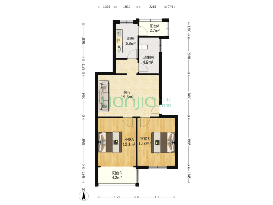 银光小区 2室1厅1卫 72平方