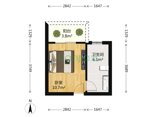银城花园 1室0厅1卫 27平方