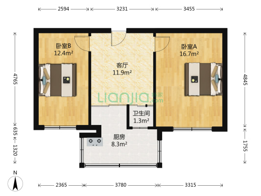 升阳街小区 2室1厅1卫 63平方