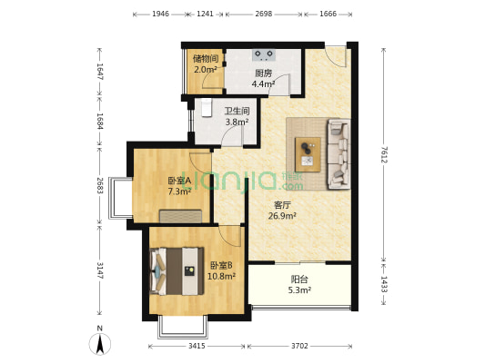 高桥B7 2室1厅1卫 70平方
