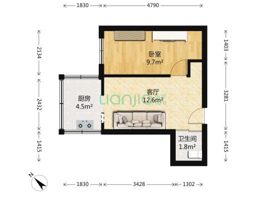 新华小区(朝阳区) 1室1厅1卫 35平方