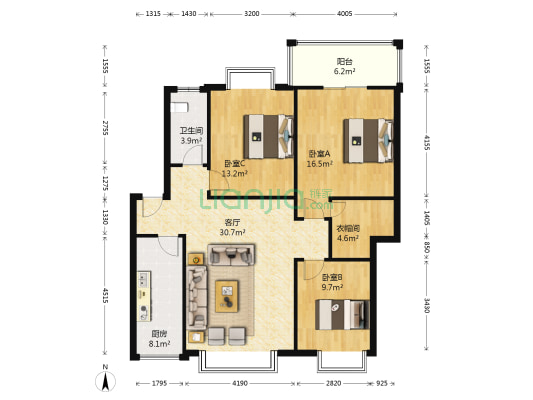 清江怡苑 3室1厅1卫 110平方