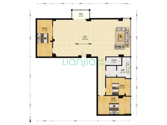 江花商住楼 3室1厅1卫 157平方