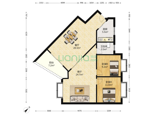 巴蜀怡苑 2室2厅1卫 61平方