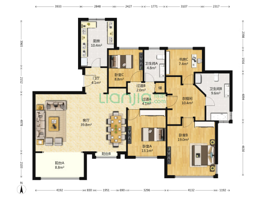 海信天悦 4室1厅2卫 212平方