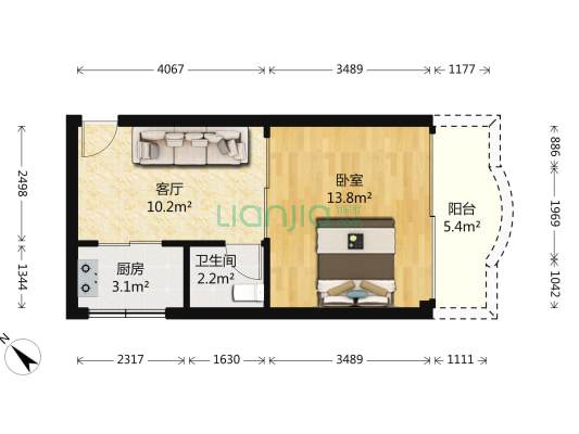宝佳苑 1室1厅1卫 43平方