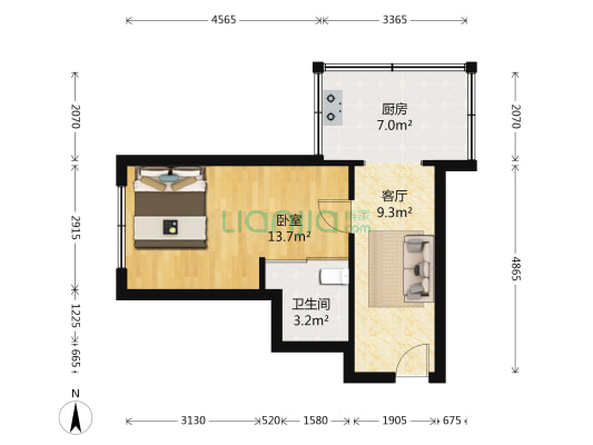 上夹树街 1室1厅1卫 35平方