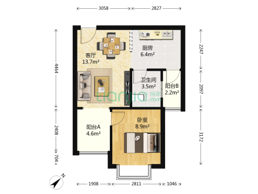 芸峰天梭派 1室1厅1卫 48平方