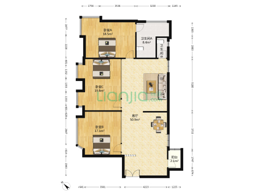 东江豪苑 3室1厅2卫 149平方