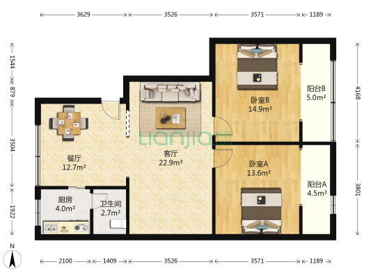 采血站宿舍 2室2厅1卫 85平方
