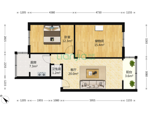 双栅子街17号 1室1厅1卫 64平方