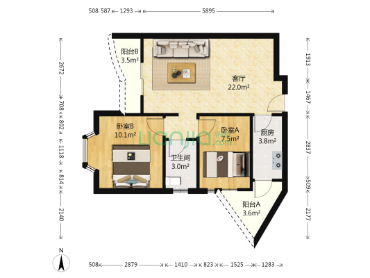 灏景明苑一期 2室1厅1卫 68平方