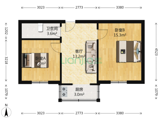民航小区 2室1厅1卫 20平方