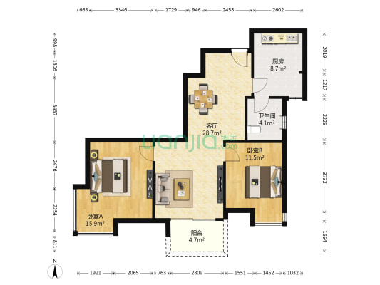 五月花房 2室1厅1卫 82平方