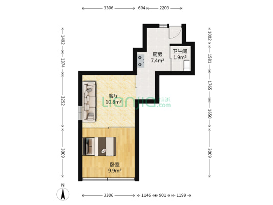 控江路1200弄 1室1厅1卫 35平方
