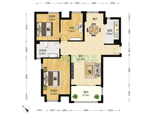 绿地悦澜湾 3室1厅1卫 116平方