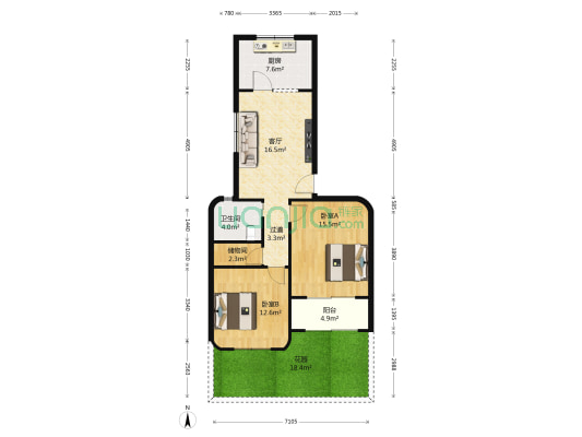 桂林苑 2室1厅1卫 81平方