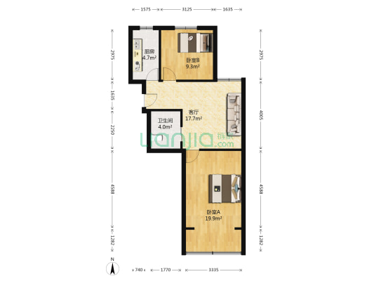 南肖埠北景西苑 2室1厅1卫 64平方