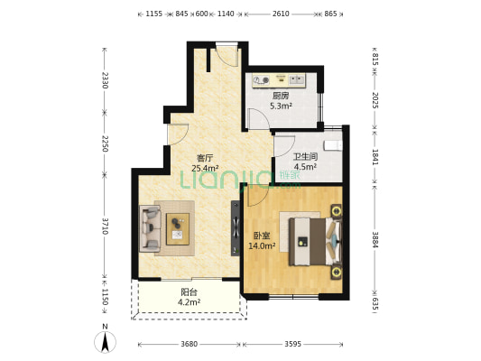 茂昌名邸 1室1厅1卫 77平方