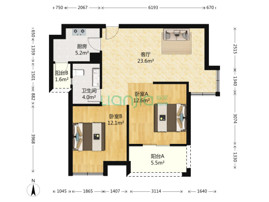 瑞湖天地 2室1厅1卫 83平方