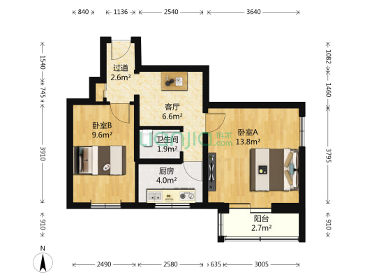 韩庄子西里 2室1厅1卫 54平方