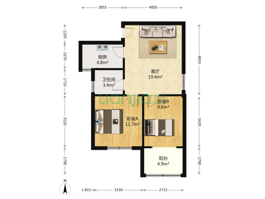汇景家园景泰苑 2室1厅1卫 66平方