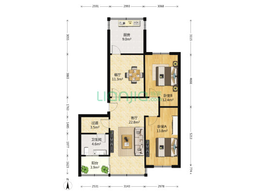 南辛庄西路172号 2室2厅1卫 95平方