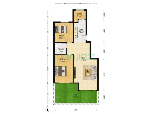 保利春天里 2室1厅1卫 91平方