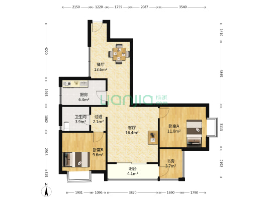 铁马新华苑E区 3室2厅1卫 89平方