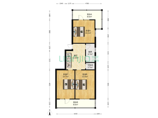 湛江路 3室1厅1卫 60平方