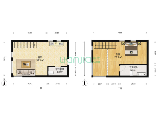 悦泰林里 1室1厅2卫 48平方