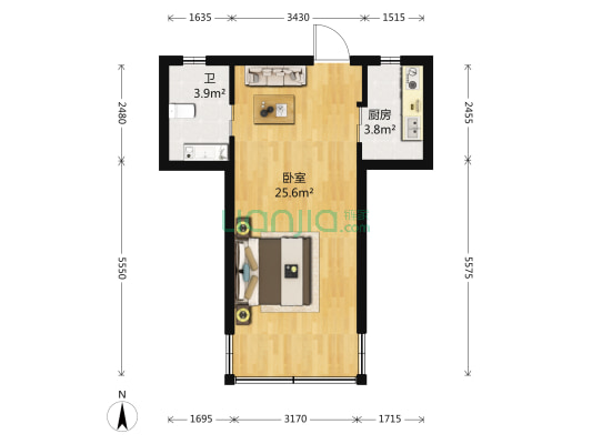 交通路3193弄 1室0厅1卫 44平方