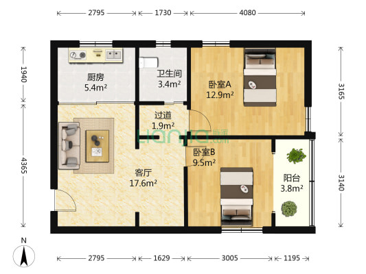 丰庄一村 2室1厅1卫 64平方