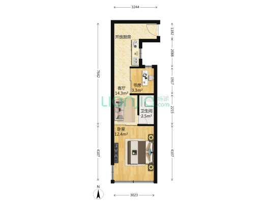 光新苑 2室1厅1卫 44平方