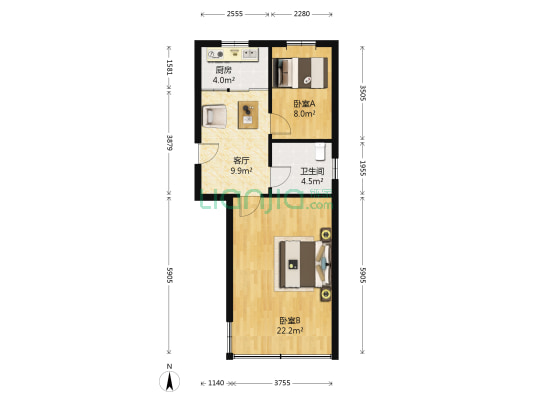 雄镇小区 2室1厅1卫 56平方