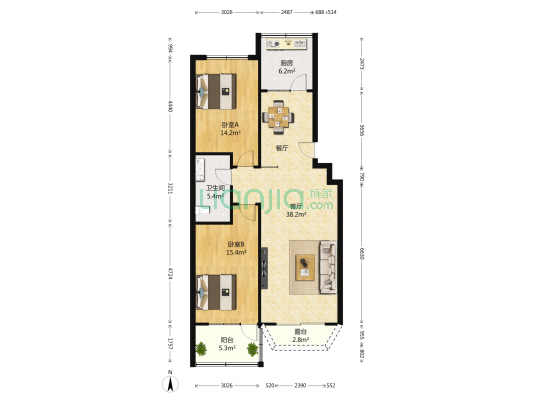 益康家园 2室1厅1卫 102平方