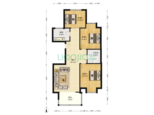 凯旋家园 3室1厅1卫 101平方