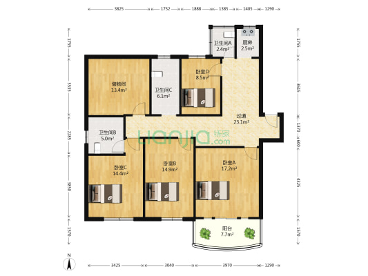 锦绣豪园 4室0厅3卫 129平方