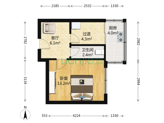 友谊南大街18号 1室1厅1卫 34平方
