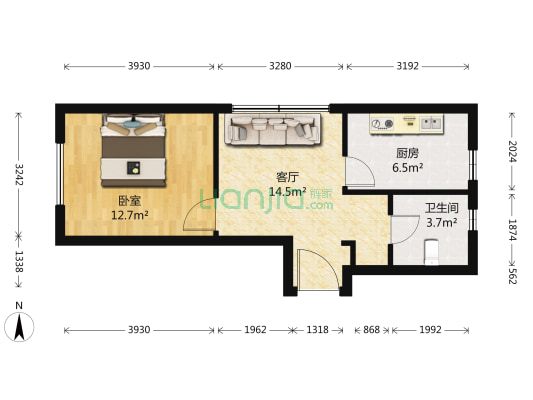 中冶德贤公馆 1室1厅1卫 59平方