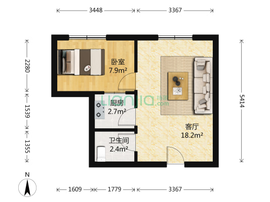 青春100公寓 1室1厅1卫 47平方