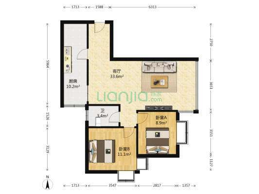 外滩公馆 2室1厅1卫 82平方