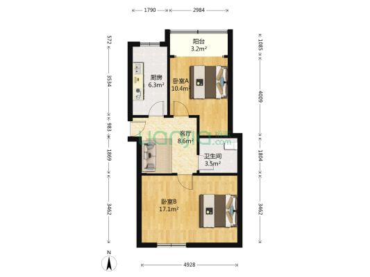 怡缘居小区 2室1厅1卫 60平方