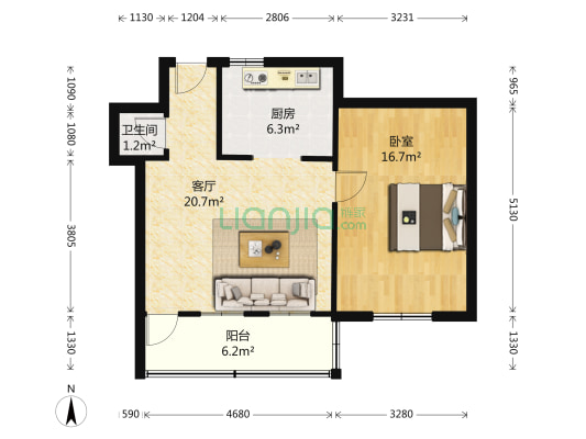 燕子山小区东路 1室1厅1卫 63平方